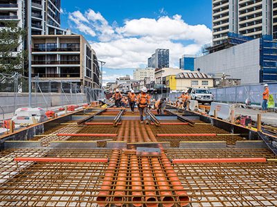 EAT STREET LIGHT RAIL ON TRACK